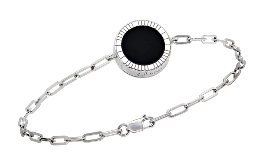 Bracelet-Chaîne-Lumière-L15-Or blanc-Agate noire-1-1800×1127