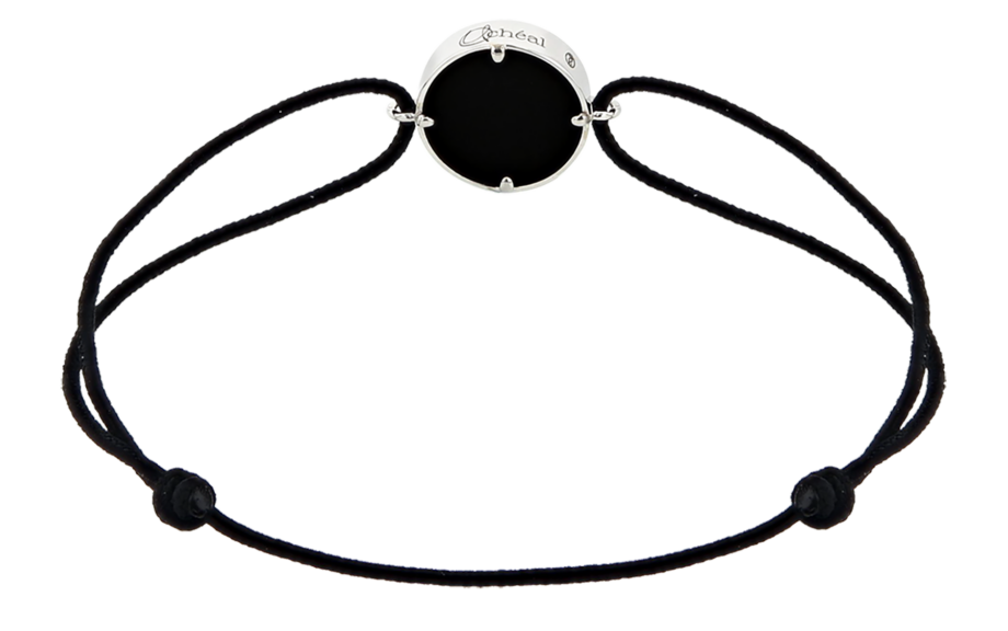 Bracelet-Cordon-Lumière-L13-Or blanc-Agate Noire