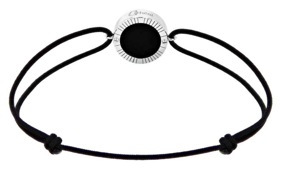 Bracelet-Cordon-Lumière-L15-Or blanc-Agate noire-2