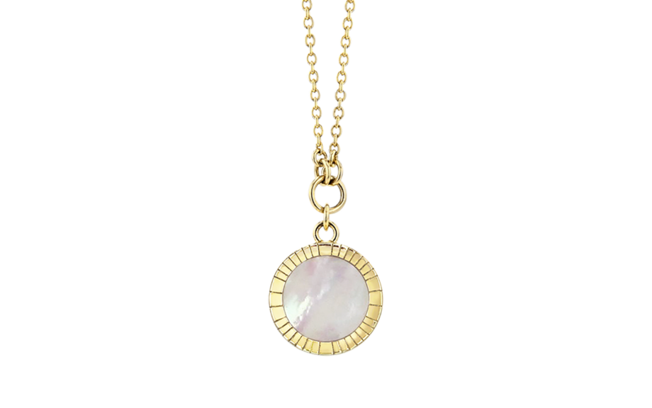 Collier-Chaîne-pendant Lumière-L13-Or jaune-Nacre blanche