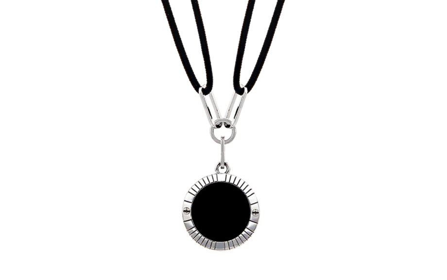 Collier-Cordon-Lumière-L15-Maille Rectangle-Or blanc-Agate noire-bis