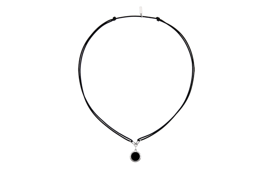 Collier-Cordon-Lumière-L15-Maille Rectangle-Or blanc-Agate noire-ter